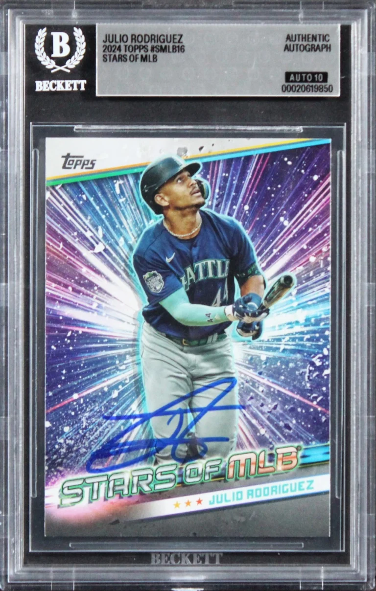 Mariners Julio Rodriguez Signed 2024 Topps #SMLB16 Card Auto GM 10! BAS Slabbed