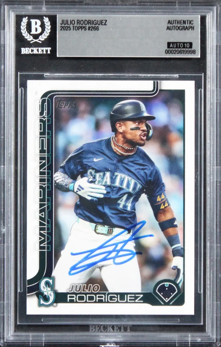 Mariners Julio Rodriguez Signed 2025 Topps #266 Card Auto Grade 10! BAS Slabbed