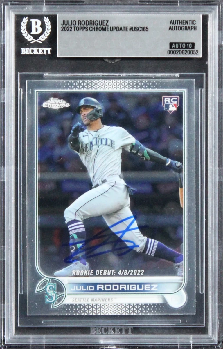 Mariners Julio Rodriguez Signed 2022 Topps #USC165 RC Card Auto 10! BAS Slabbed