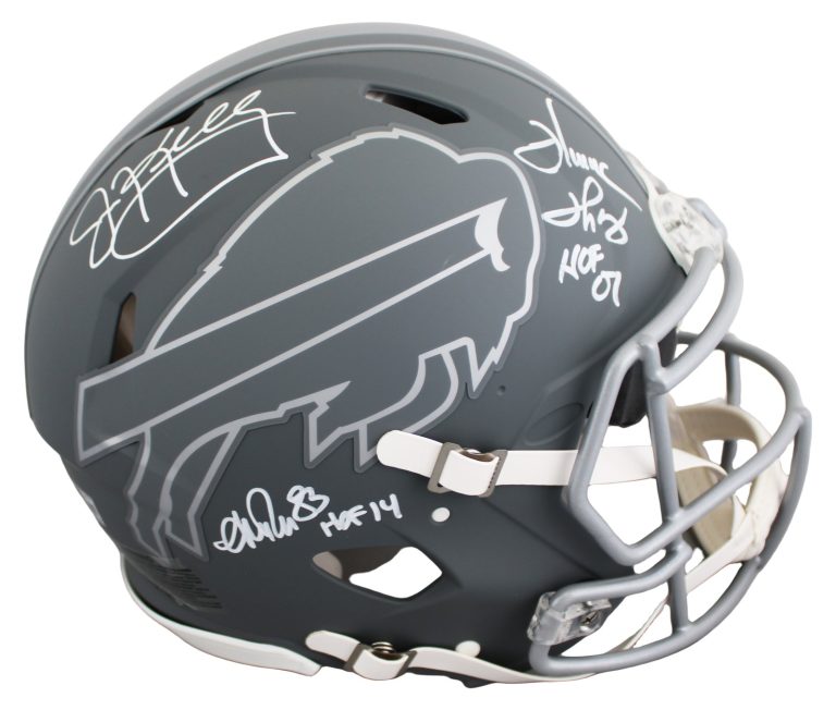 Bills (3) Reed, Kelly & Thomas Signed Slate F/S Speed Proline Helmet BAS Witness