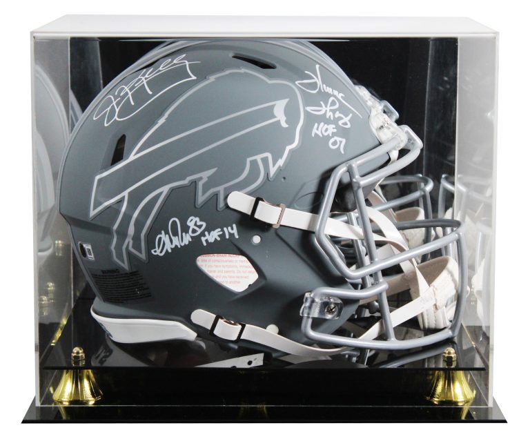 Bills (3) Reed, Kelly & Thomas Signed Slate F/S Speed Proline Helmet W/ Case BAS
