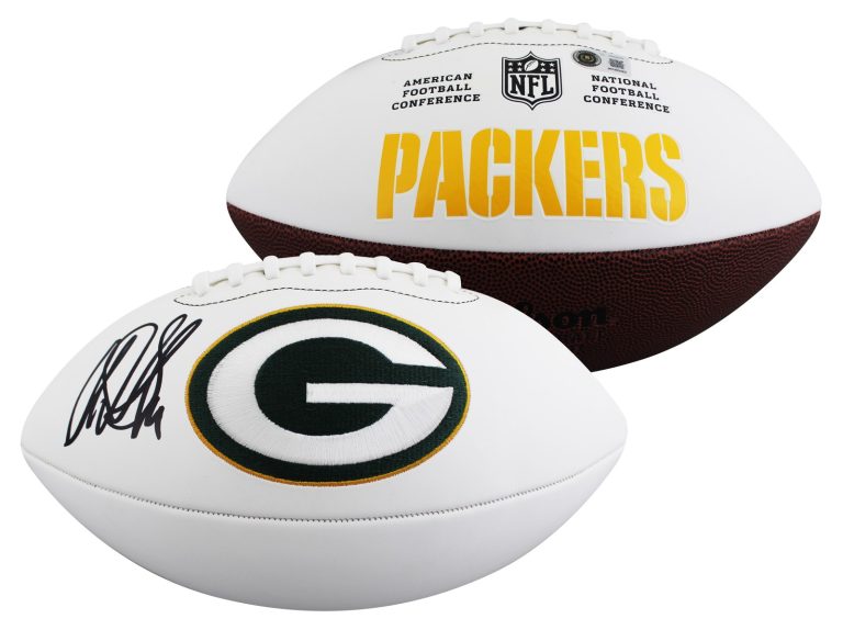 Packers Sterling Sharpe Signed Wilson White Panel Logo Football BAS Witnessed