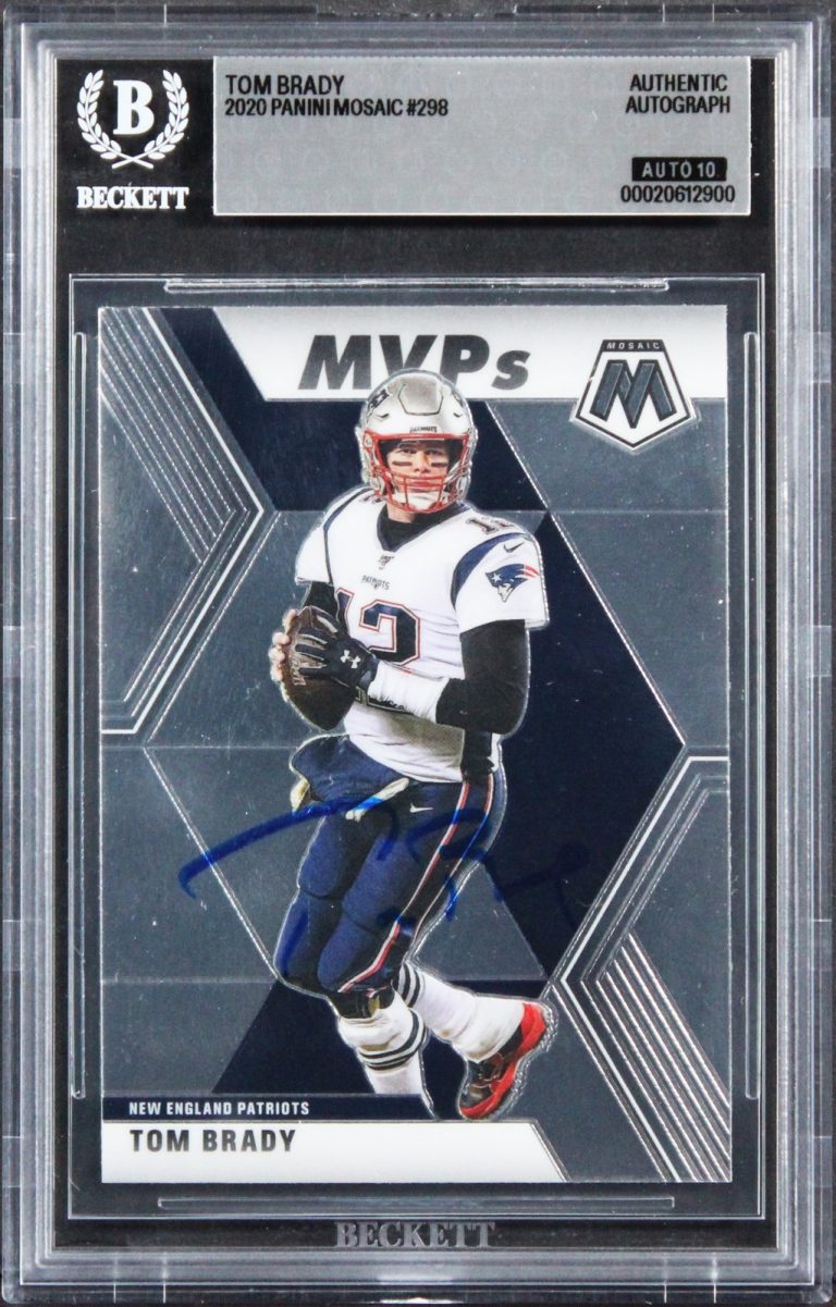 Patriots Tom Brady Signed 2020 Panini Mosaic #298 Card Auto 10! BAS Slabbed