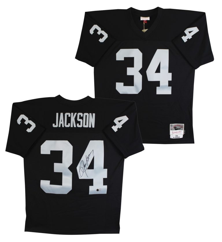 Raiders Bo Jackson Authentic Signed Black Mitchell & Ness Jersey BAS Witnessed
