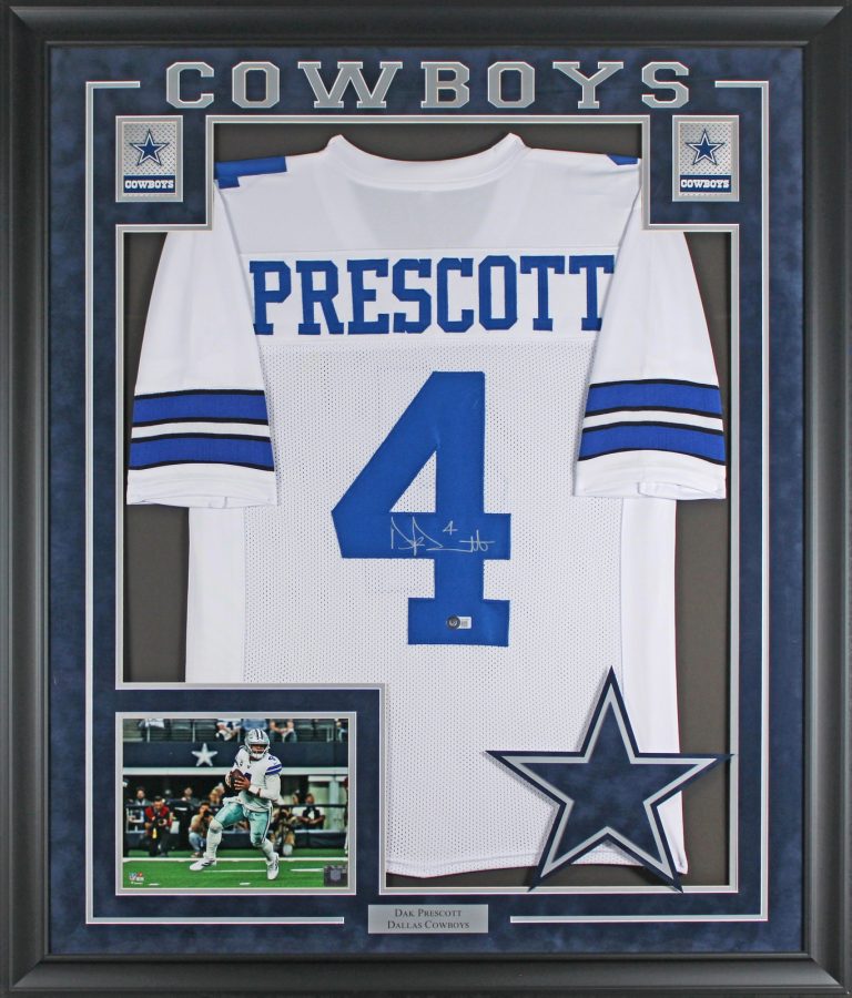 Dak Prescott Authentic Signed White Pro Style Framed Jersey BAS Witness #WZ13968