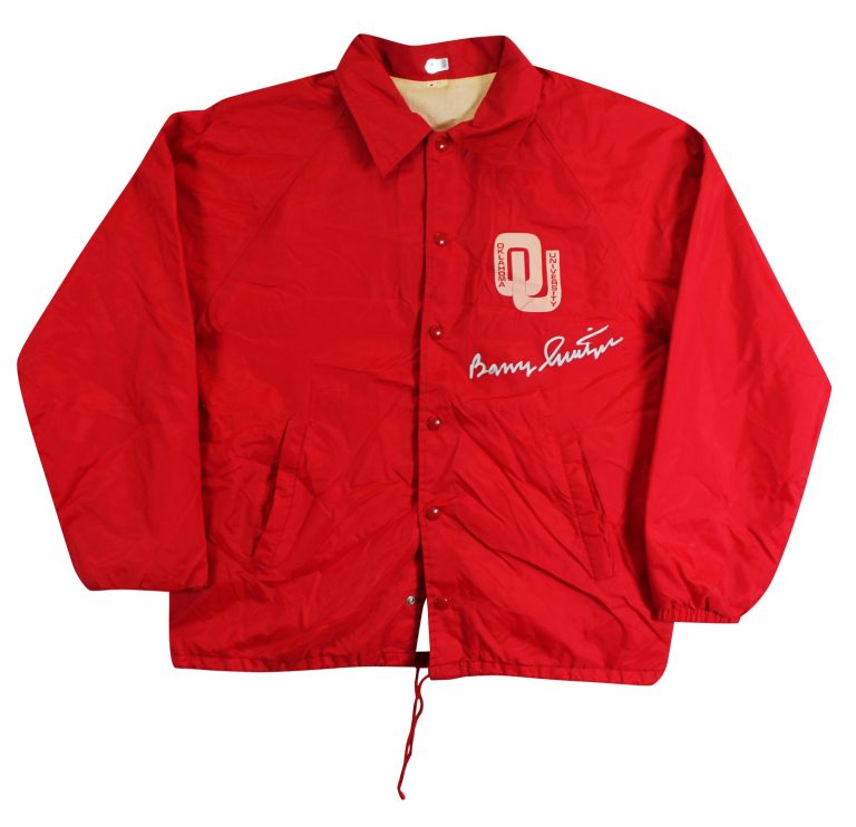 Oklahoma Barry Switzer Signed Maroon Windbreaker BAS Witnessed #2W088655