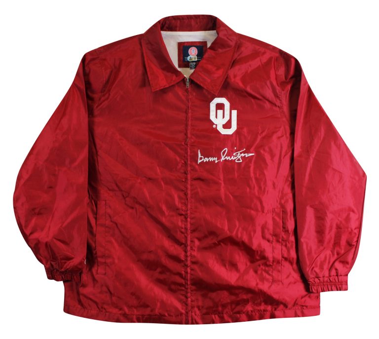 Oklahoma Barry Switzer Signed Maroon G3 Apparel Windbreaker BAS Wit #2W088658