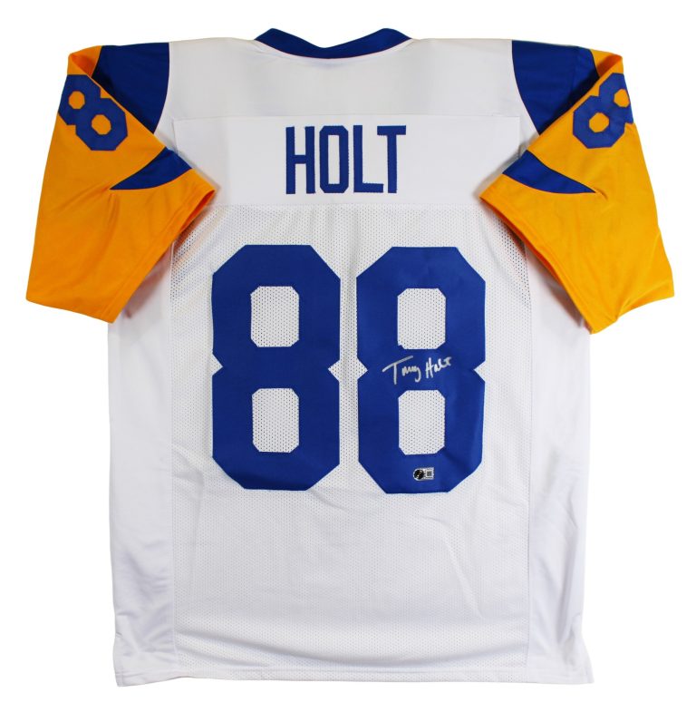 Torry Holt Authentic Signed Rookie Era White Pro Style Jersey BAS Witnessed