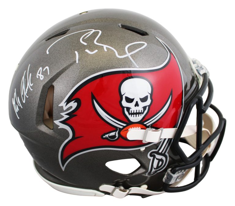 Bucs Tom Brady & Rob Gronkowski Signed F/S Speed Proline Helmet BAS & Fanatics