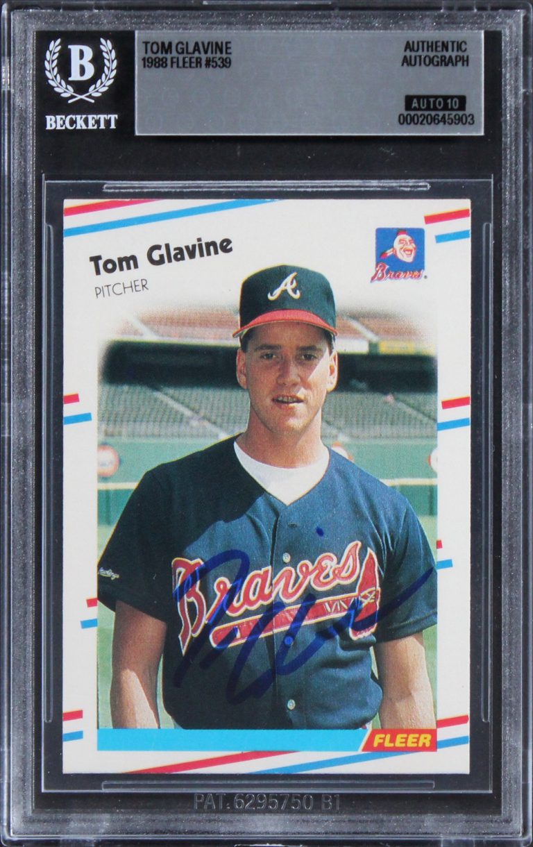 Braves Tom Glavine Signed 1988 Fleer #539 Rookie Card Auto Gem 10! BAS Slabbed
