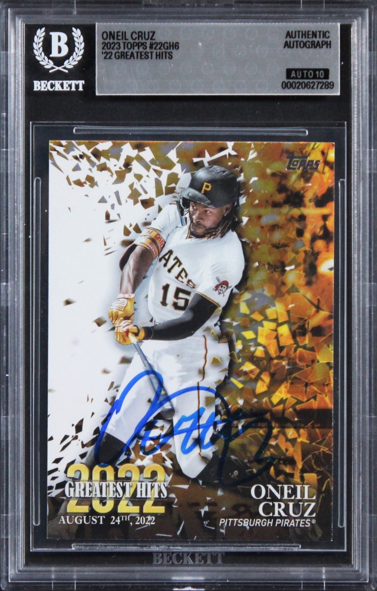 Pirates Oneil Cruz Signed 2023 Topps #22GH6 Card Auto Grade GM 10! BAS Slabbed
