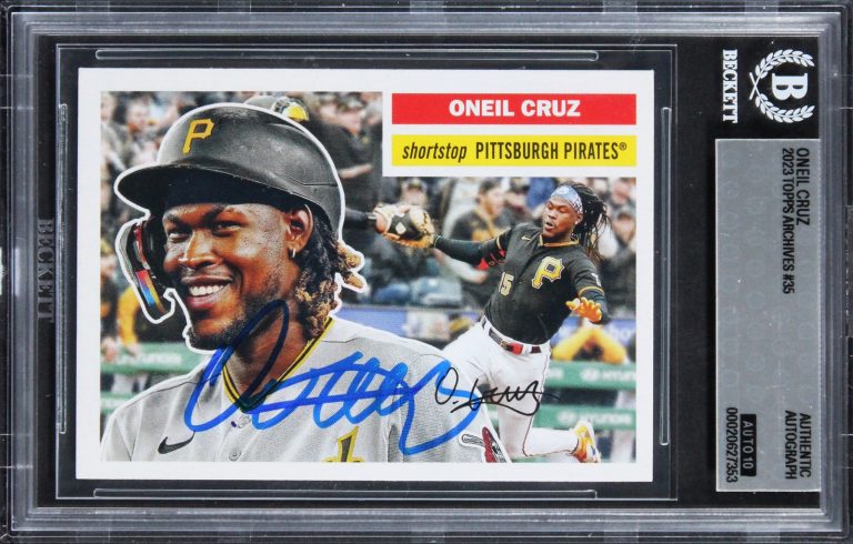 Pirates Oneil Cruz Signed 2023 Topps Archives #35 Card Auto GM 10! BAS Slabbed