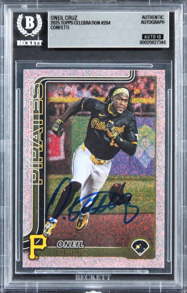 Pirates Oneil Cruz Signed 2025 Topps Celebration #284 Card Auto 10! BAS Slabbed