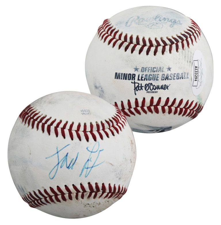 Rangers Jack Leiter Signed Game Used Official Minor League Baseball JSA #AI33294