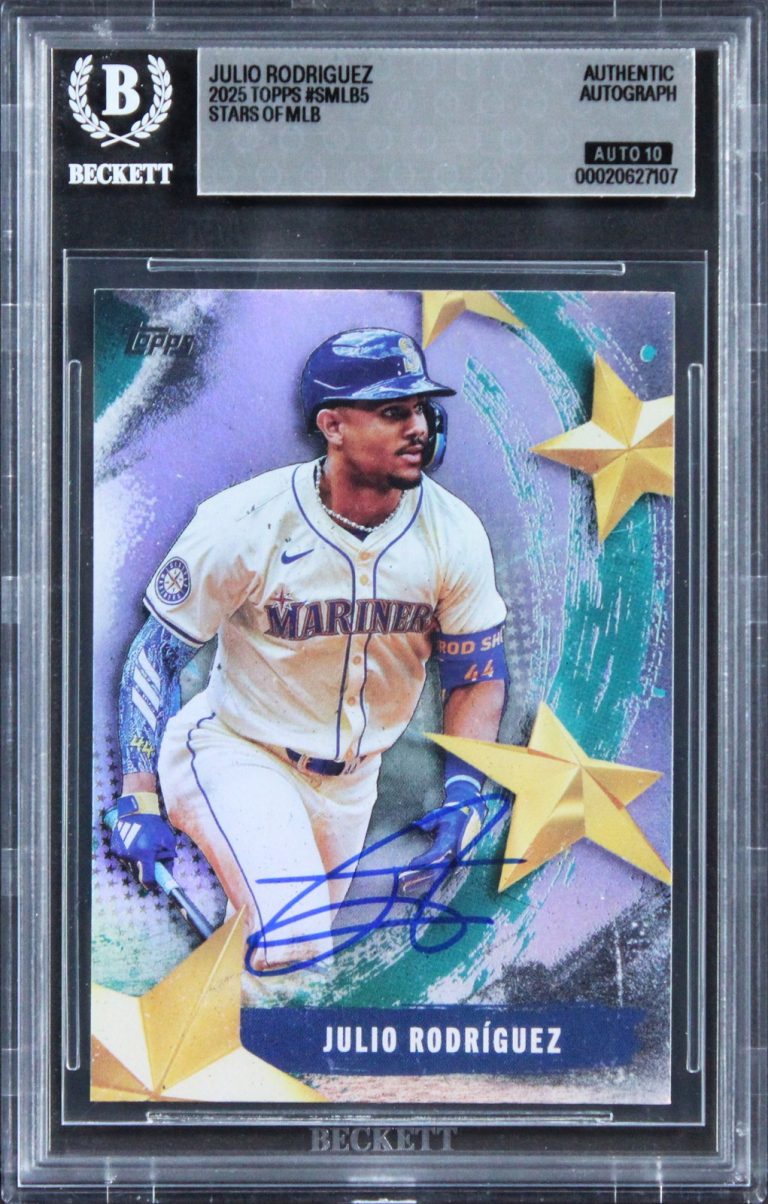 Mariners Julio Rodriguez Signed 2025 Topps #SMLB5 Card Auto GM 10! BAS Slabbed