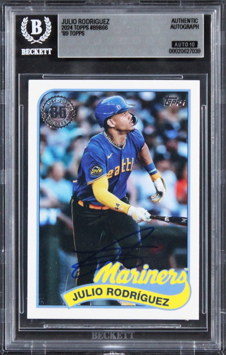 Mariners Julio Rodriguez Signed 2024 Topps '89 #89B66 Card Auto 10! BAS Slabbed
