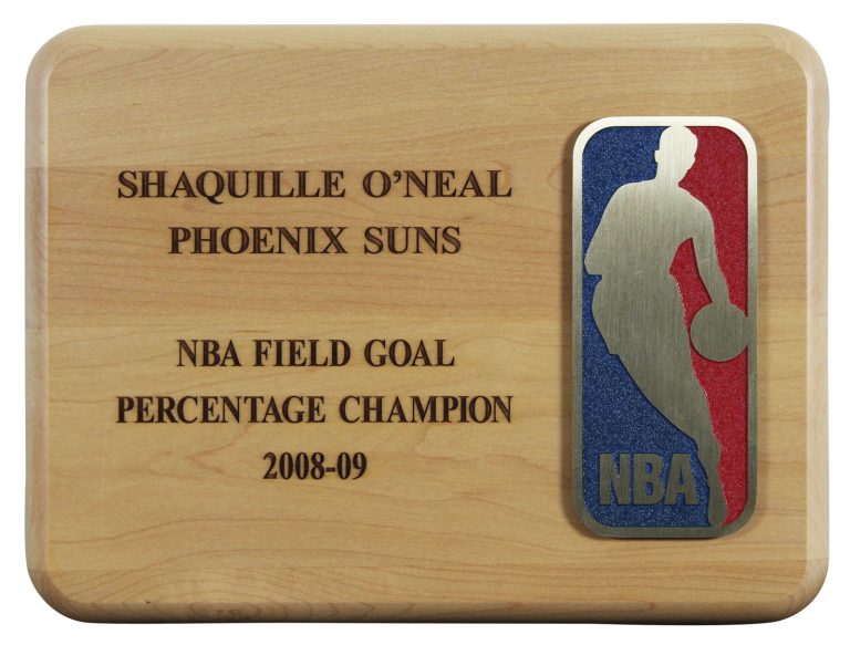Suns Shaquille O'Neal 2008 NBA Field Goal Percentage Champion Plaque Un-signed