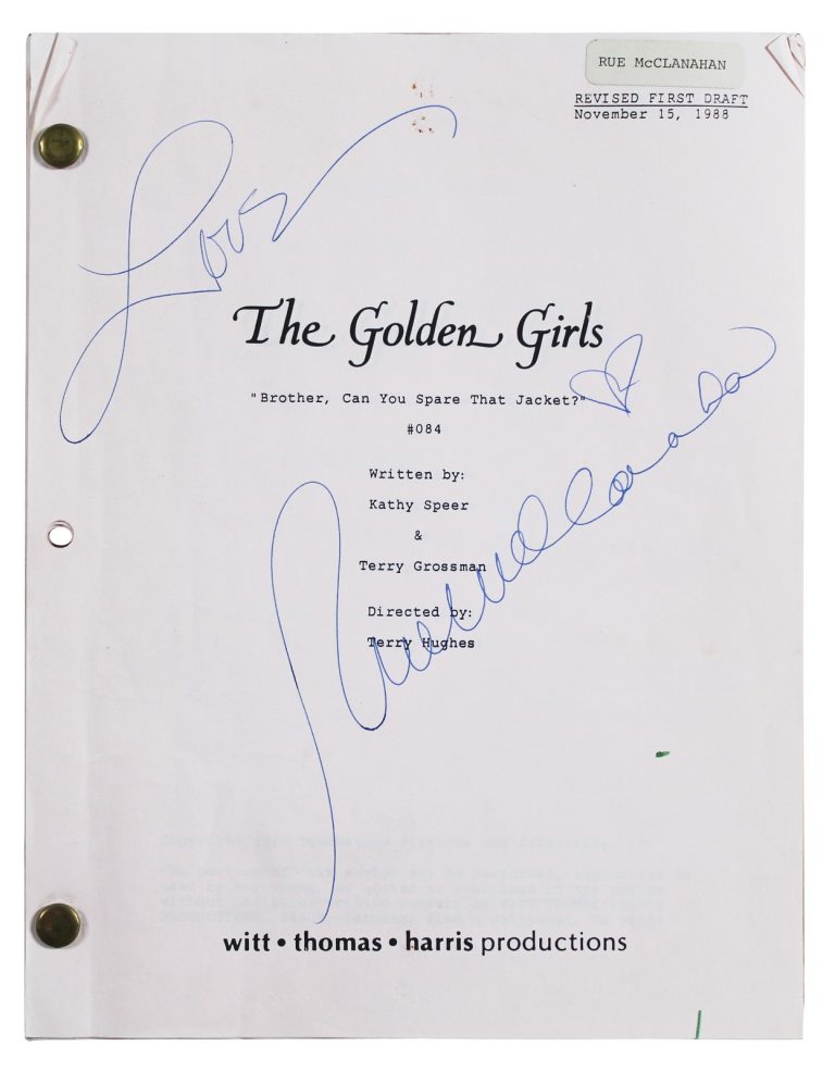 Rue McClanahan Golden Girls Authentic Signed Set Used Tv Script BAS #AG010061