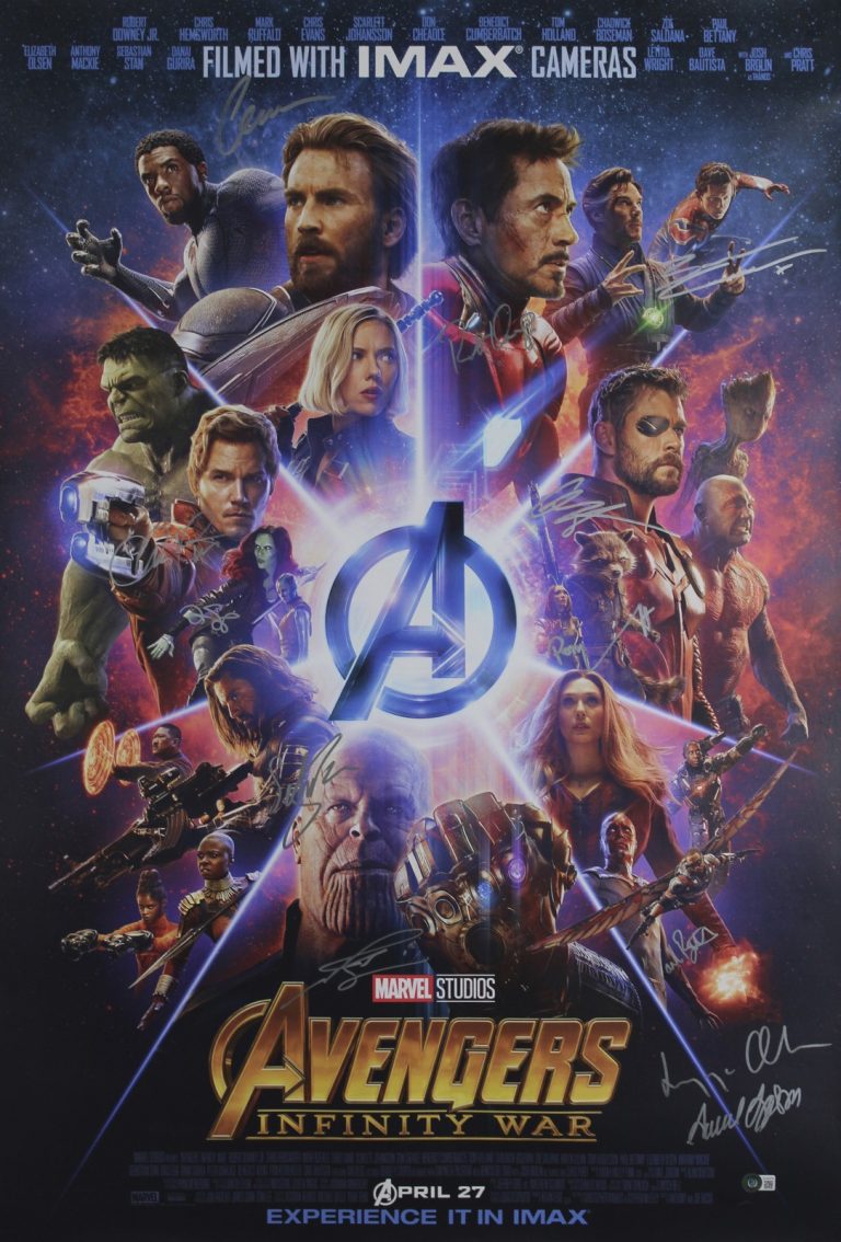 The Avengers (12) Downey Jr., Evans, Jackson, Pratt +8 Signed 27x40 Poster BAS 1