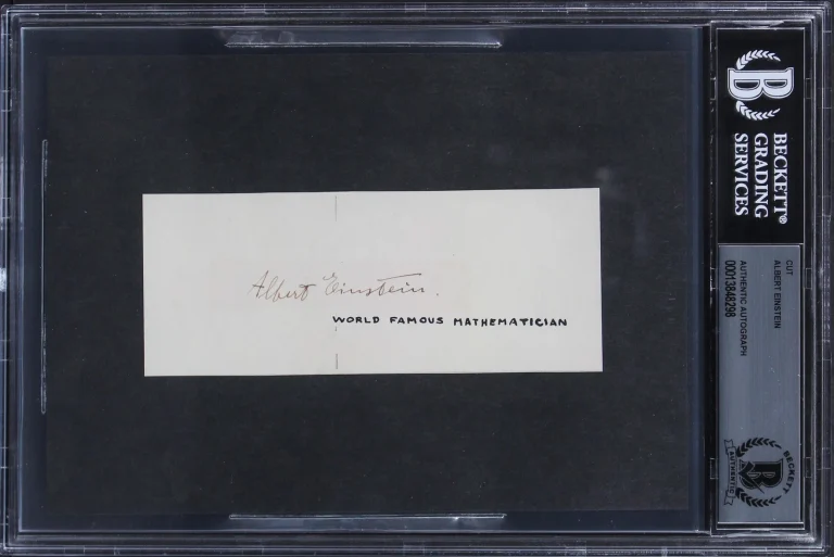 Albert Einstein Authentic Signed 2x5 Cut Signature Autographed BAS Slabbed