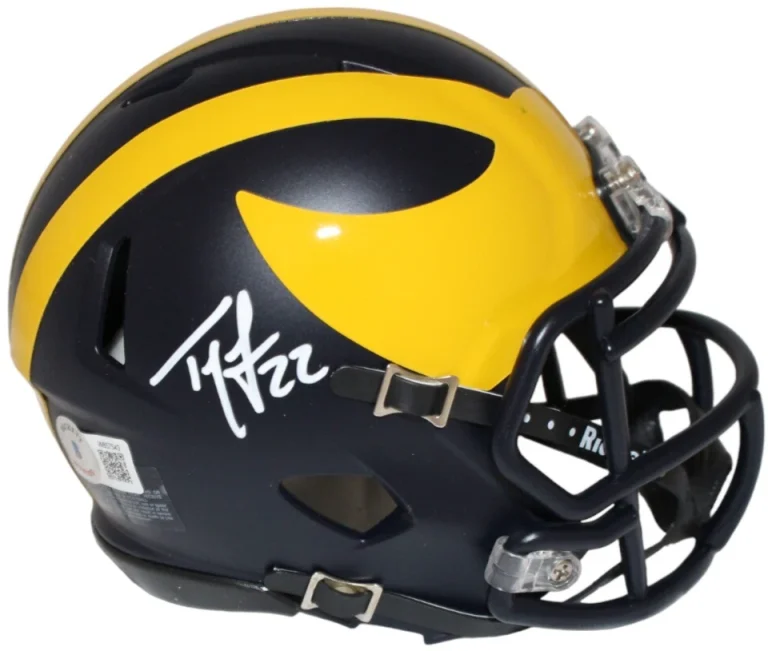 Ty Law Autographed/Signed Michigan Wolverines Mini Helmet Beckett 42364