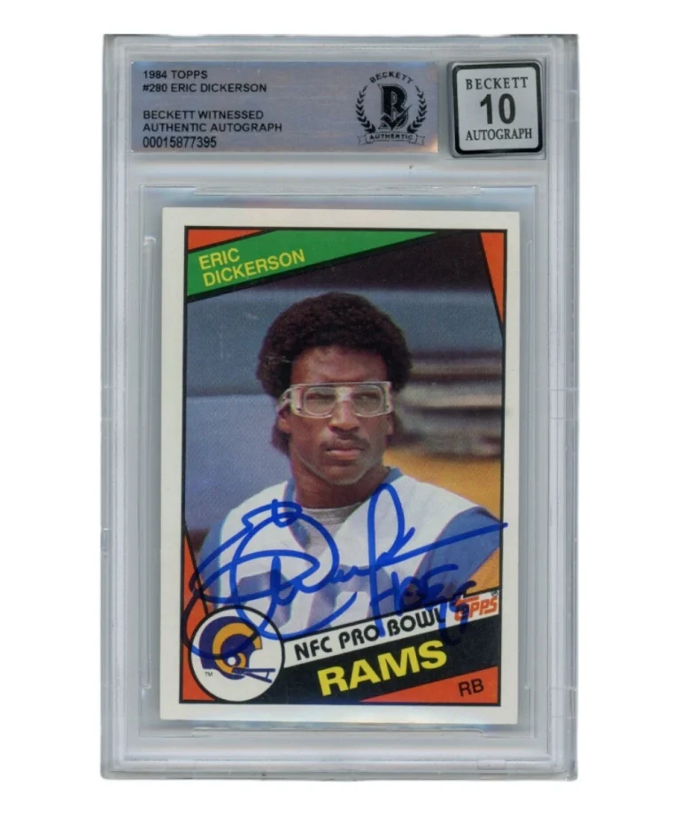 Eric Dickerson Signed 1984 Topps #280 Auto 10 Trading Card HOF Beckett 40354