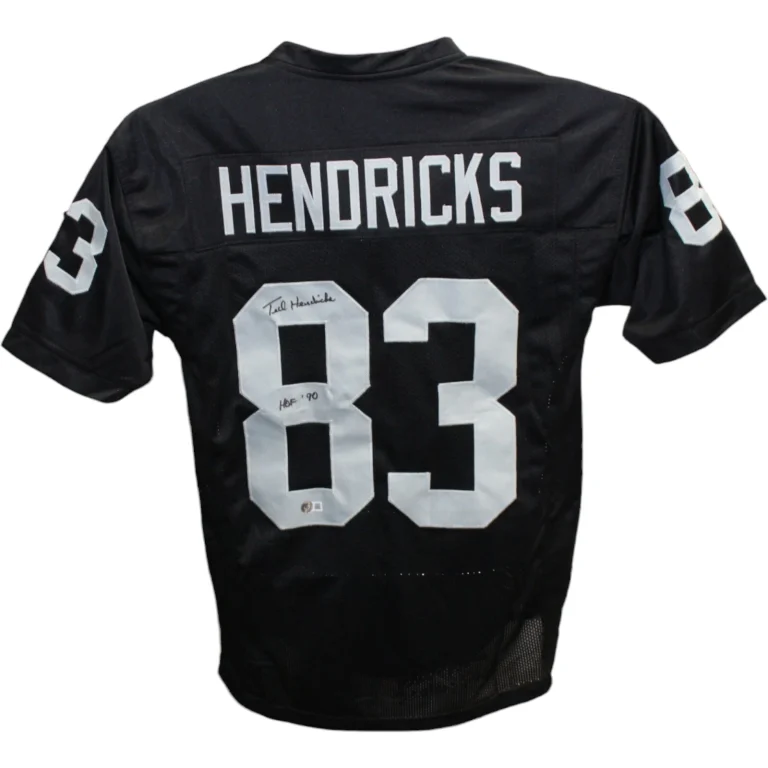 Ted Hendricks Autographed/Signed Pro Style Black XL Jersey HOF Beckett 42613