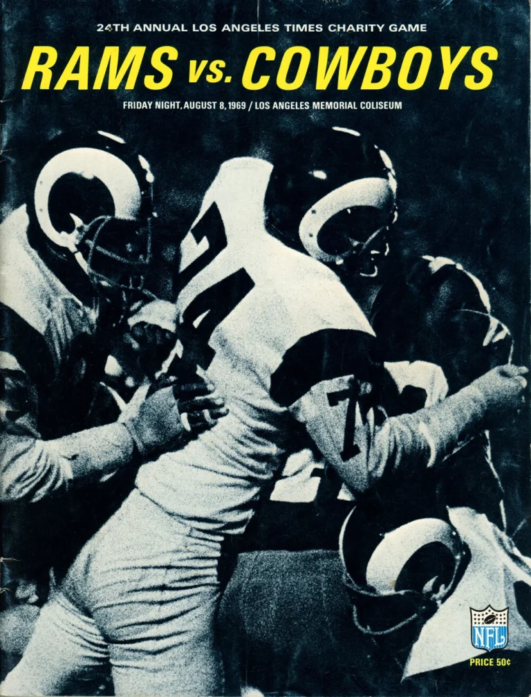 Dallas Cowboys vs Los Angeles Rams 8/8/1969 Charity Game Program 38311