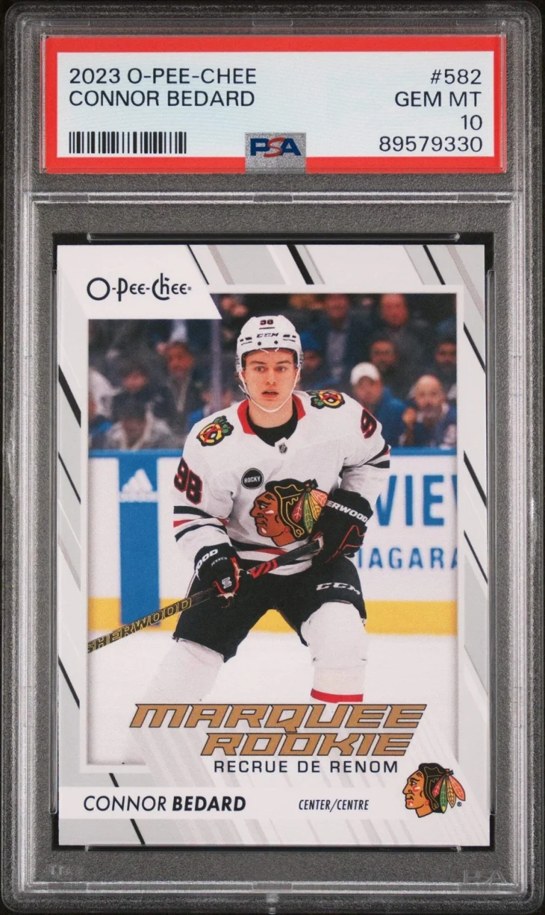 Graded 2023 Upper Deck O-pee-Chee Connor Bedard #582 Rookie Hockey Card PSA 10