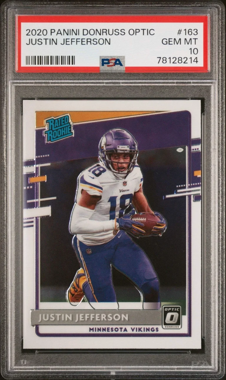 Graded 2020 Panini Donruss Optic Justin Jefferson #163 RC Football Card PSA 10