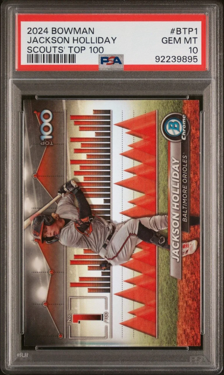 Graded 2024 Bowman Jackson Holliday #BTP1 Scouts Top 100 RC Baseball Card PSA 10