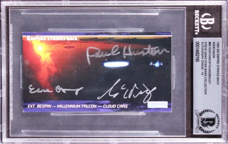 Star Wars (3) Huston, Bailey +1 Signed 1995 ESB WV #84 Card Auto 10! BAS Slabbed