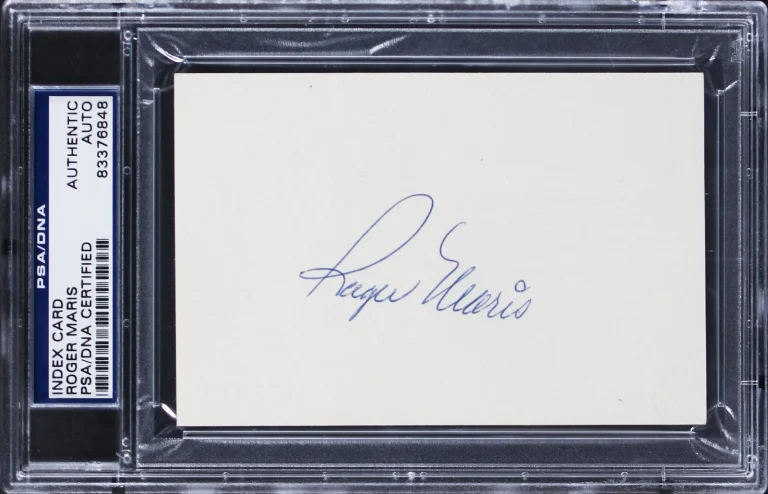 Yankees Roger Maris Authentic Signed 3x5 Index Card Autographed PSA/DNA Slabbed