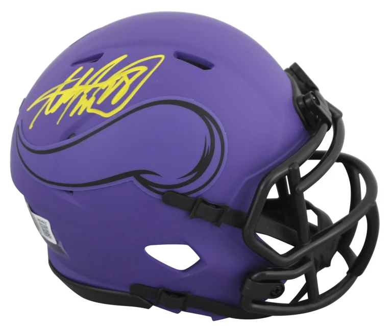 Vikings Adrian Peterson Authentic Signed Rave Speed Mini Helmet BAS Witnessed