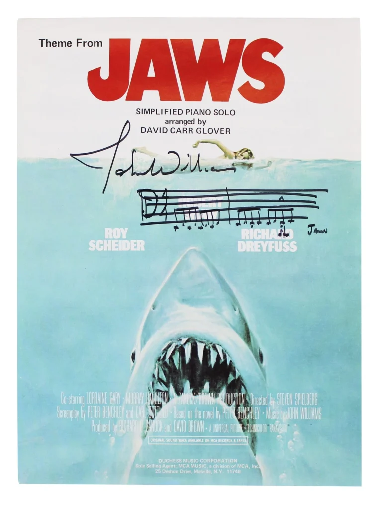 John Williams Signed Jaws Theme Music Sheet Booklet w/ Music Sketch BAS #AE13907