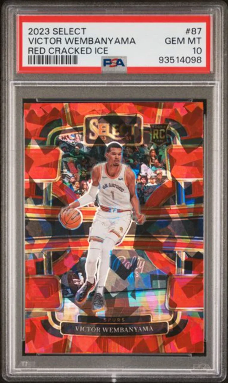 Graded 2023 Panini Select Victor Wembanyama #87 Red Cracked Ice RC Card PSA 10