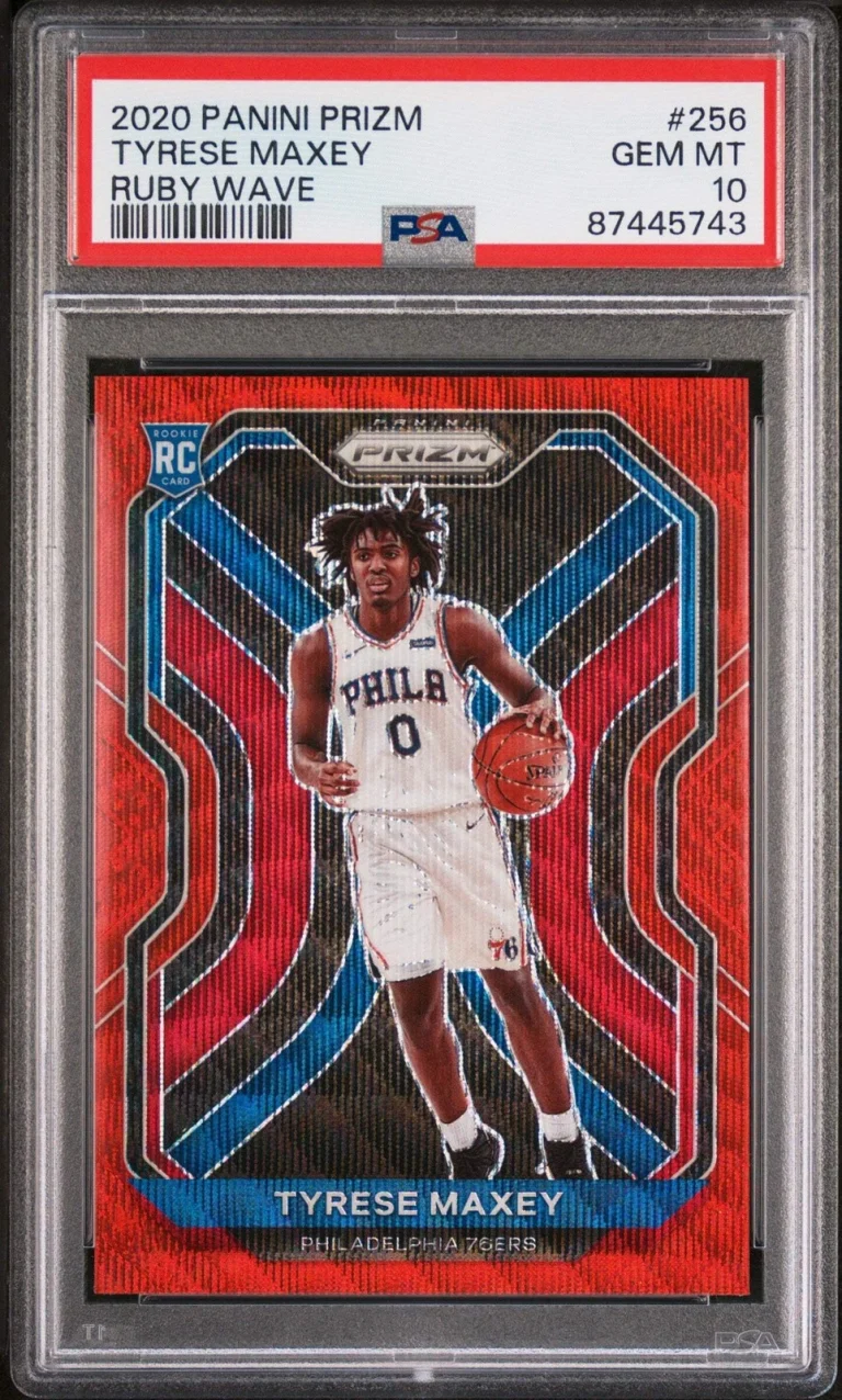 Graded 2020 Panini Prizm Tyrese Maxey #256 Ruby Wave Rookie Card PSA 10 Gem Mint