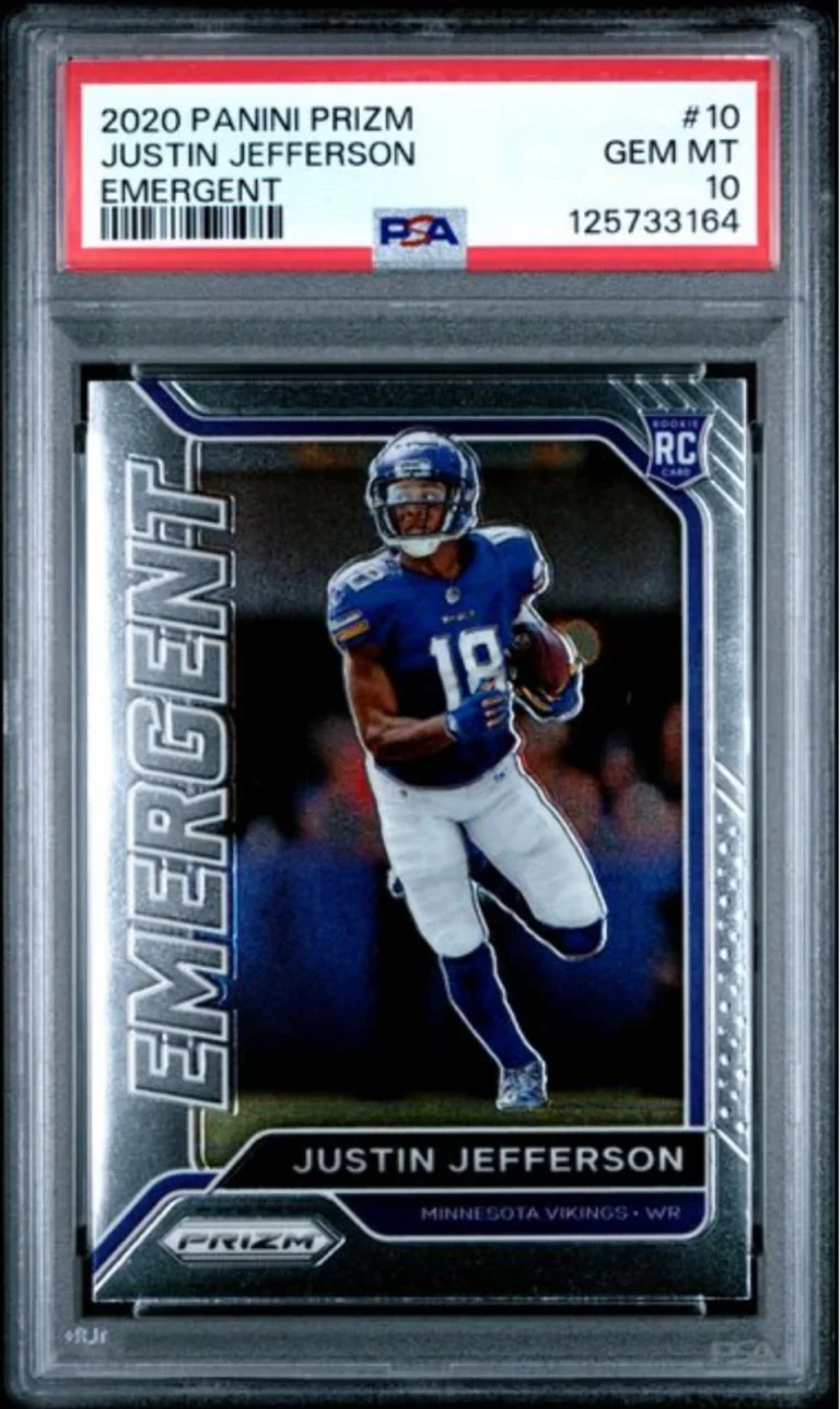 Graded 2020 Panini Prizm Justin Jefferson #10 Emergent Rookie RC Card PSA 10