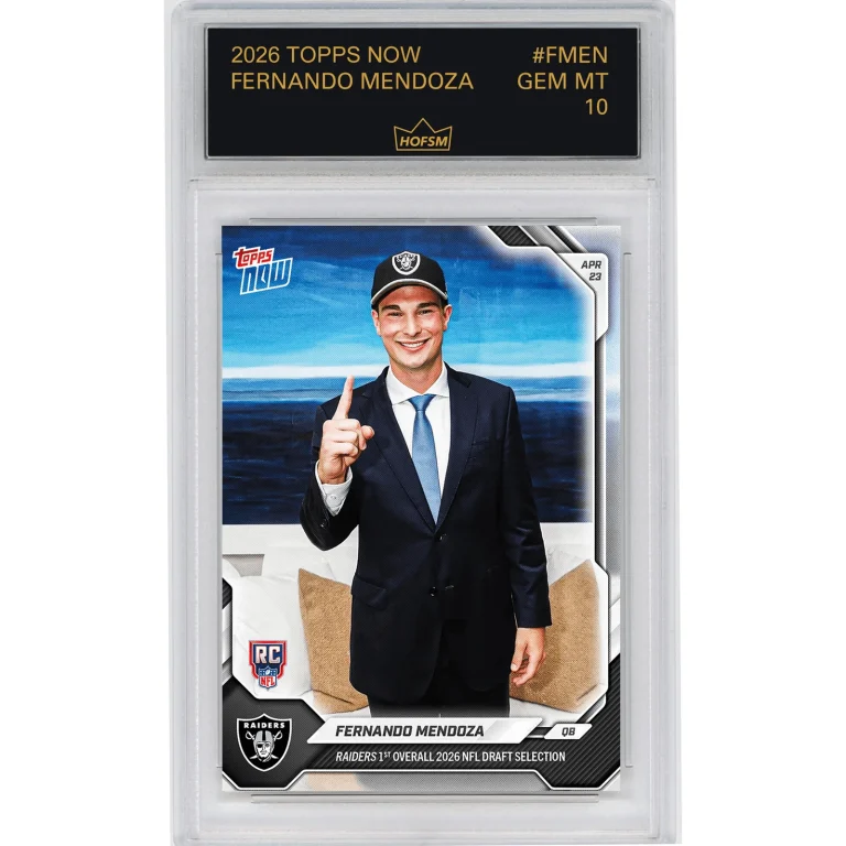 Graded 2026 Topps Now Fernando Mendoza #FMEN Rookie Football Card HOFSM 10