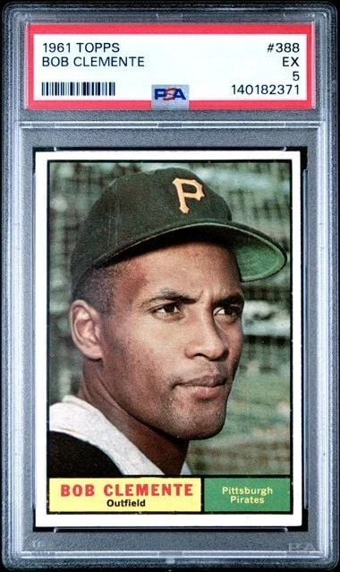 Graded 1961 Topps Bob Roberto Clemente #388 Baseball Card PSA 5 Excellent