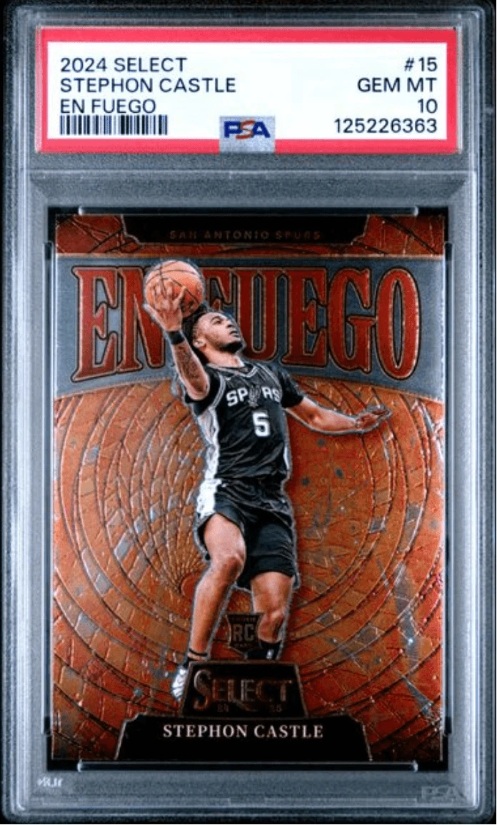Graded 2024 Panini Select Stephon Castle #15 En Fuego RC Basketball Card PSA 10