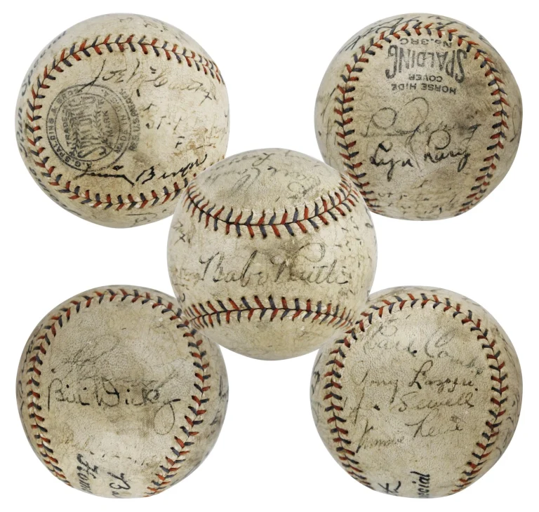 1931 Yankees (13) Babe Ruth, Lou Gehrig, +11 Signed Spalding Baseball JSA LOA