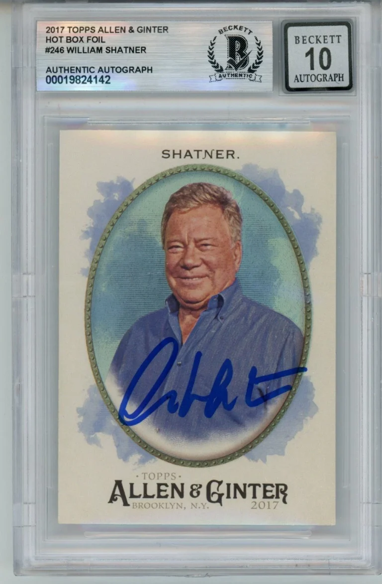 William Shatner Signed 2017 Topps Allen & Ginter 246 10 auto Card Slab BAS 57132