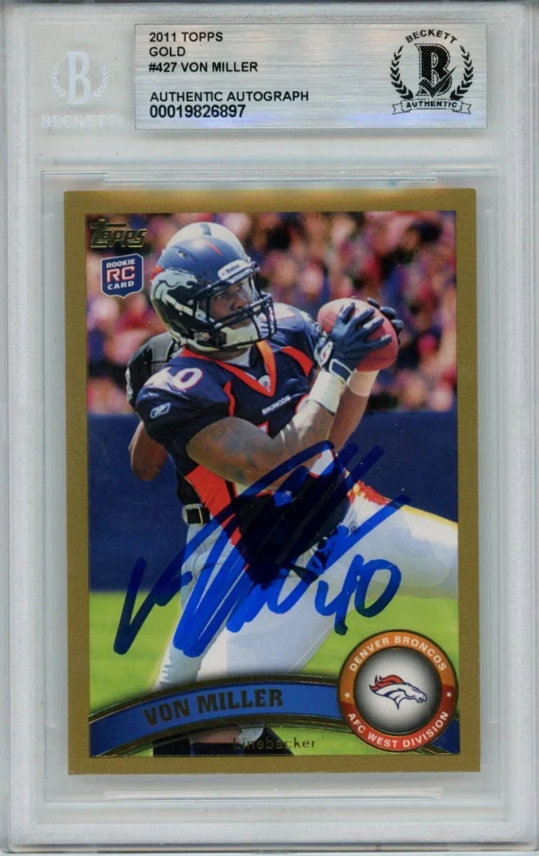 Von Miller Autographed 2011 Topps Gold #427 Trading Card Slab Beckett 54715