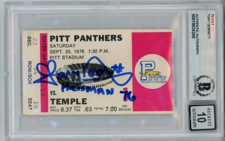 Tony Dorsett Signed Pittsburgh Panthers Heisman 10auto Ticket Slab Beckett 57050
