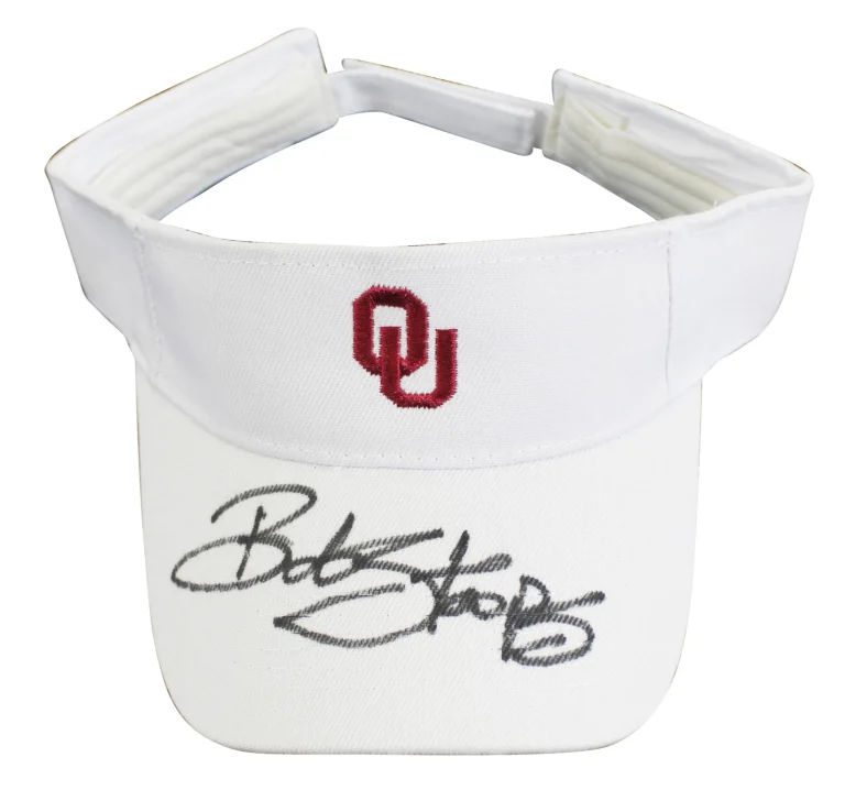 Oklahoma Bob Stoops Authentic Signed White Visor Autographed BAS Witnessed