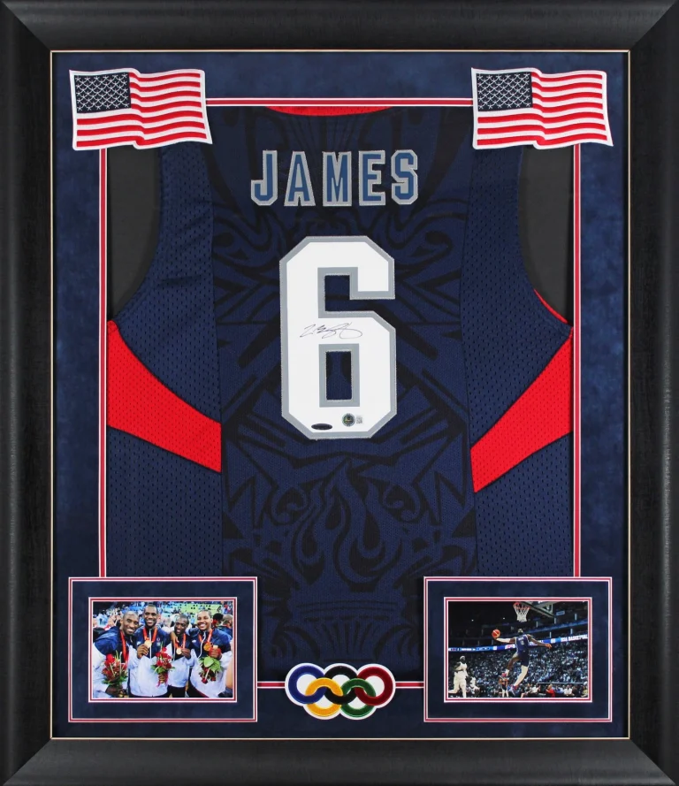 LeBron James Authentic Signed Navy Blue Nike Team USA Framed Jersey UDA & BAS