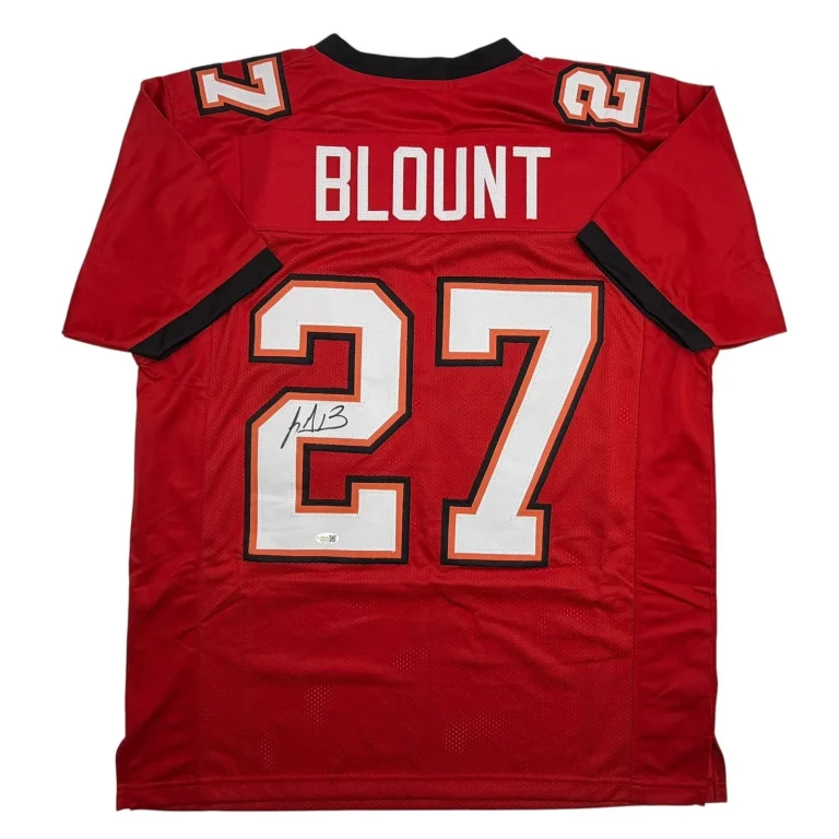 Autographed/Signed LeGarrette Blount Tampa Bay Red Football Jersey JSA COA