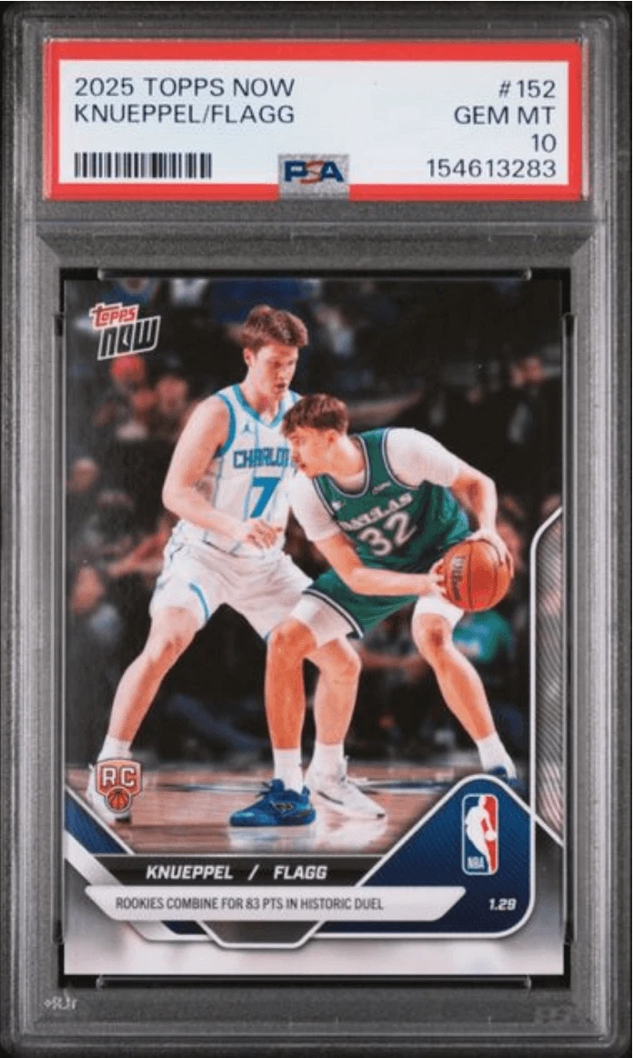 Graded 2025 Topps Now Kon Knueppel/Cooper Flagg #152 Rookie RC Card PSA 10