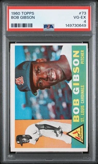 Graded 1960 Topps Bob Gibson #73 Baseball Card PSA 4 VG-EX